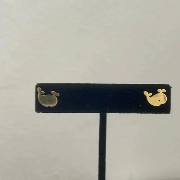 Gold Whale Stud Earrings – Stainless Steel - Picture 3 of 5